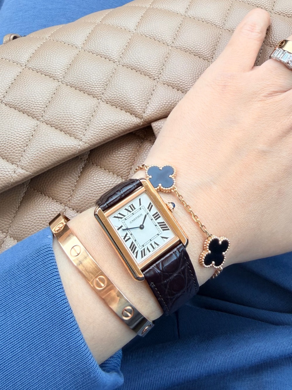 Van Cleef & Arpels Alhambra 5 Motifs Onyx Bracelet Classic Vintage Size - Picture 10 of 10